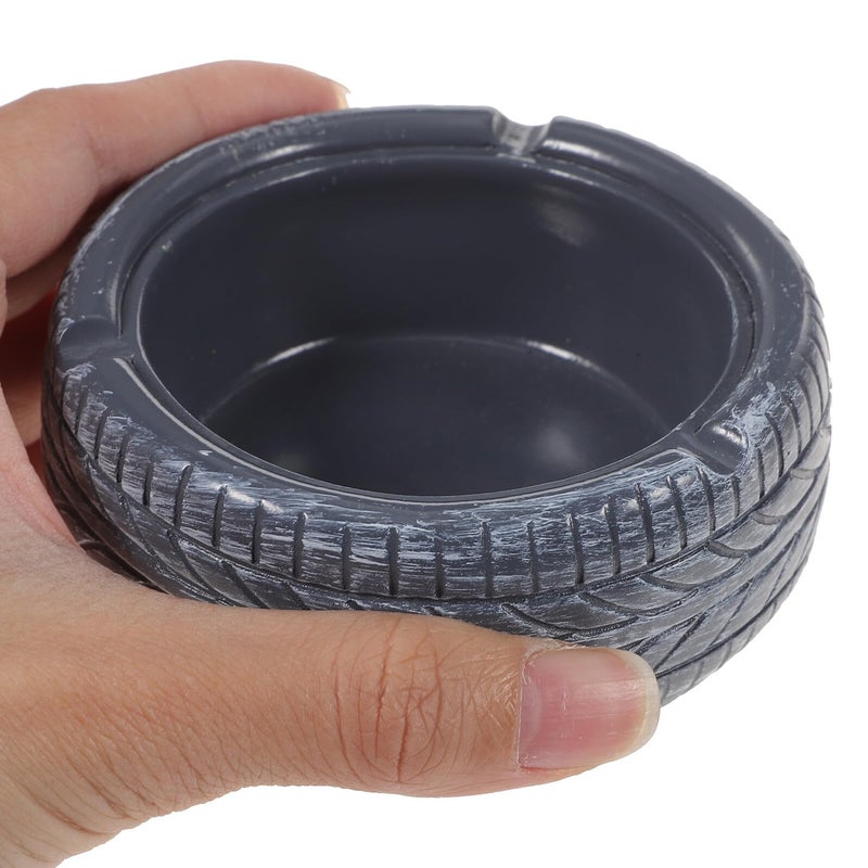 Creative Tire Shaped Resin Ashtray Black Gray Retro Indoor Outdoor Ash Holder - Image 5