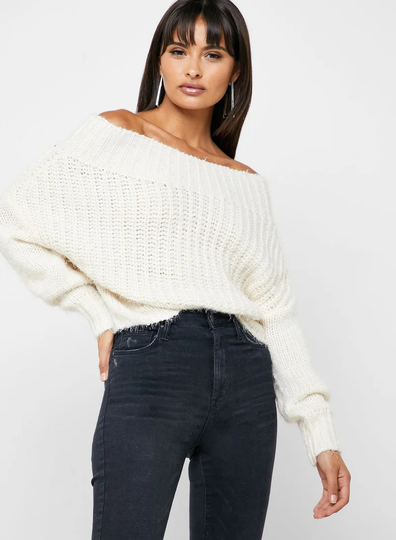 FOREVER 21 Cable Knit Bardot Sweater