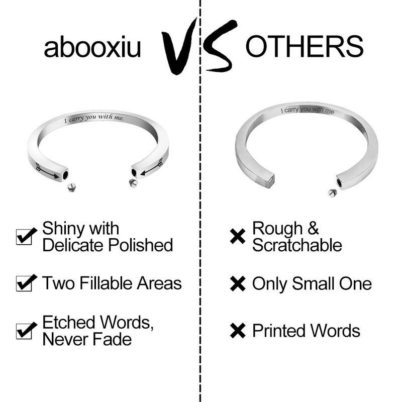abooxiu Urn Bracelet for Ashes for Women Men Mantra Cuff Bangle Memorial Cremation Jewelry Stainless Steel Keepsake - Customize Available - Image 4
