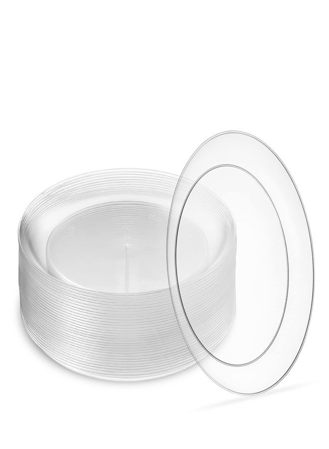 PLASTICPRO [6'' 40 عبوة] أطباق حلوى بلاستيكية صلبة ذات وزن ثقيل وشفافة فاخرة مقاس 6 بوصات - Image 1