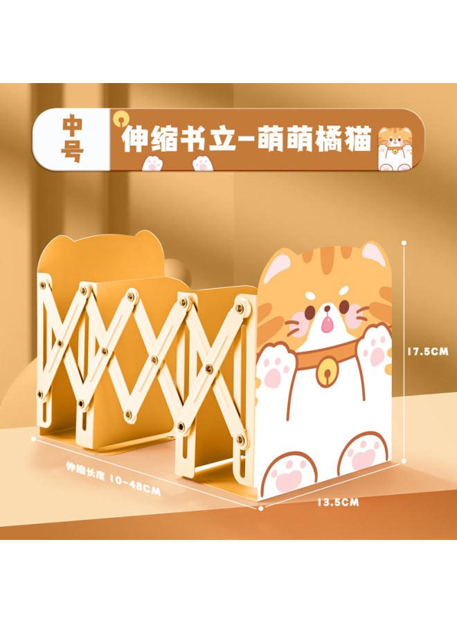 Kaba Bear Retractable Metal Book Stand Student Book Folding Bookshelf Office Desktop Book Collecting Artifact - Image 1