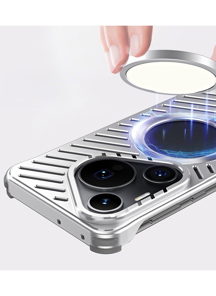 عام غطاء مغناطيسي لتبديد الحرارة مقاوم للسقوط - تصميم رفيع بدون إطار للرجال، متوافق مع هواوي بورا 70 برو. - Image 3