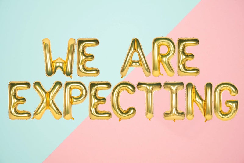 Atpata Funky Baby Shower Title Phrase Text Foil Balloons for Baby Announcement/Baby Shower Party Decoration (We are Expecting) - Image 2
