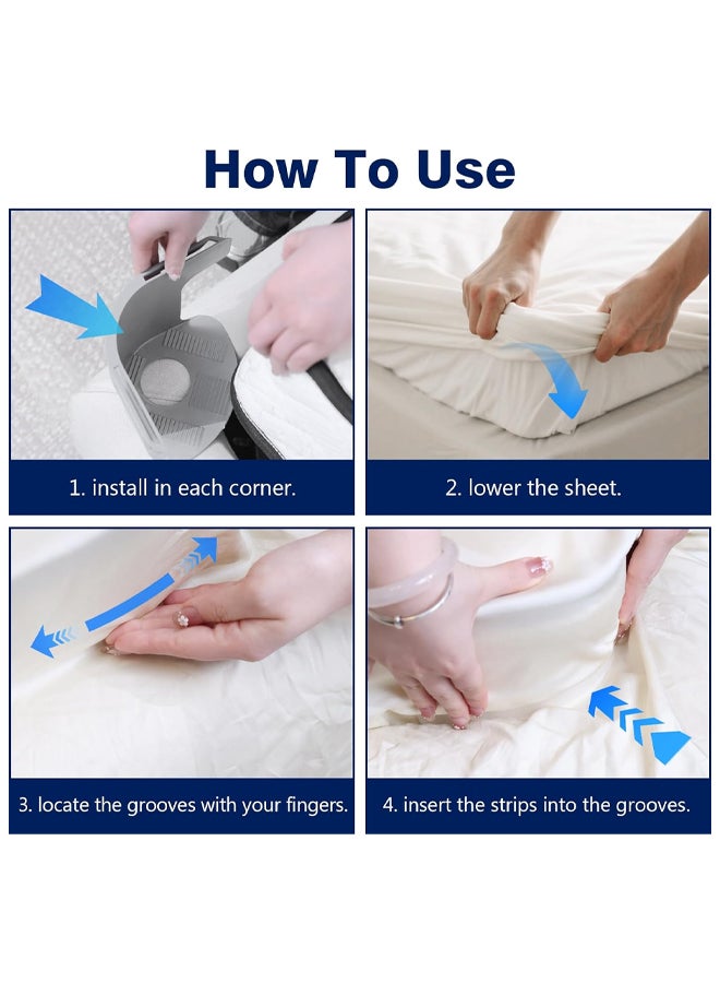 SHABILI Fitted Sheet Straps Bed Sheet Holder Straps 4-Pack Plastic Sheet Clips, Non-Slip Transparent Design Secures Corners, Easy No-Tool Install Fits All Mattress Sizes, Keeps Sheets Tight in Bedroom - Image 3