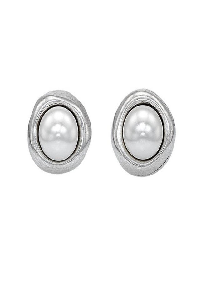 Uno de 50 UNOde50 EGO Earrings, Sterling Silver-Plated with Pearls - Image 1