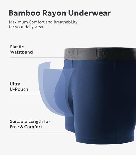 DAVID ARCHY Mens Trunks Underwear Soft Breathable Rayon Made from Bamboo Trunk No Fly Pouch 4-Pack M 2.5'' - Image 5