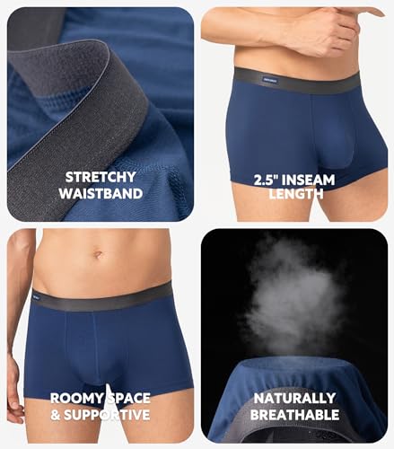 DAVID ARCHY Mens Trunks Underwear Soft Breathable Rayon Made from Bamboo Trunk No Fly Pouch 4-Pack M 2.5'' - Image 4