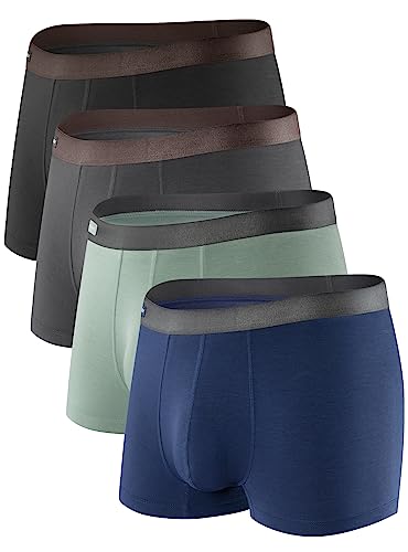 DAVID ARCHY Mens Trunks Underwear Soft Breathable Rayon Made from Bamboo Trunk No Fly Pouch 4-Pack M 2.5'' - Image 1