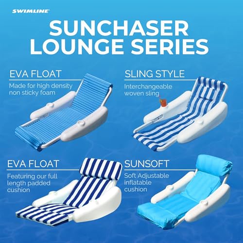 SWIMLINE ORIGINAL 10000M Sunchaser Sling Style Floating Lounge Chair Pool Float Molded Frame Pontoon Design Pool Floats Adult Pool Lounger Pool Accessories Pool Chairs and Lounges - Image 5