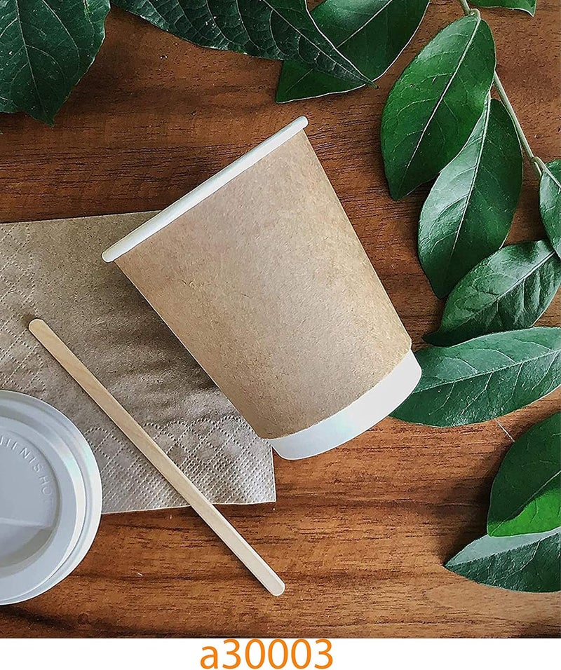 TPS Double Walled Disposable Paper Coffee Cups With Lids and Stirring Sticks and Napkins (8OZ) - Image 4
