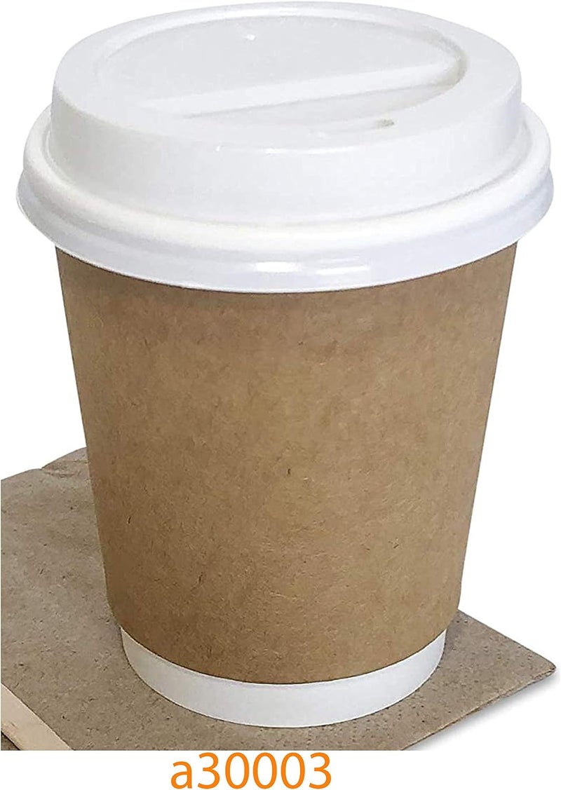 TPS Double Walled Disposable Paper Coffee Cups With Lids and Stirring Sticks and Napkins (8OZ) - Image 3