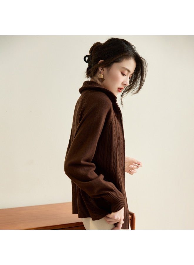 Tucano Autumn Turn-Down Collar Long Sleeve Knitted Sweater Casual Versatile Warm Women'S Outerwear - Image 4