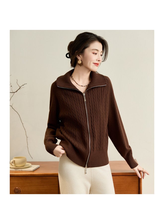 Tucano Autumn Turn-Down Collar Long Sleeve Knitted Sweater Casual Versatile Warm Women'S Outerwear - Image 2