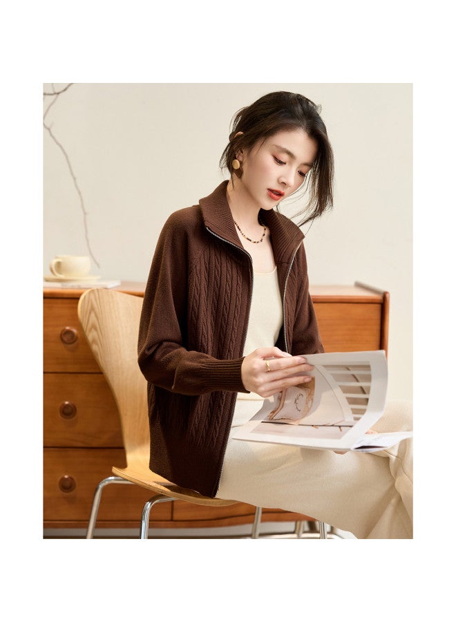 Tucano Autumn Turn-Down Collar Long Sleeve Knitted Sweater Casual Versatile Warm Women'S Outerwear - Image 3