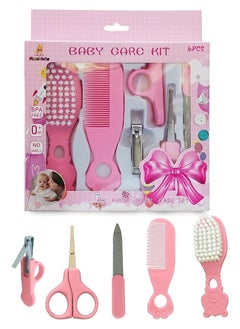 Generic Baby Nail Care - Baby Grooming Kit & Cleaning Kit for Infant Personal Daily Cleaning, Newborn Manicure Set Baby Health Care Kit Nail Clippers Hairbrush, (5 PCS) Pink  - Image 1
