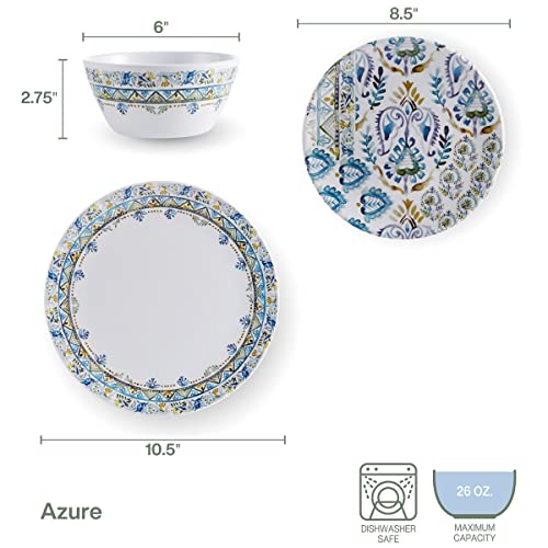 Fitz & Floyd Fitz and Floyd Azure Melamine Outdoor 12 Piece Dinnerware Set, Service for 4, Multicolor - Image 2