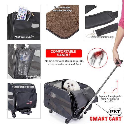 dbest products Pet Smart Cart, Medium, Black, Rolling Carrier with wheels soft sided collapsible Folding Travel Bag, Dog Cat Airline Approved Tote Luggage backpack - Image 4