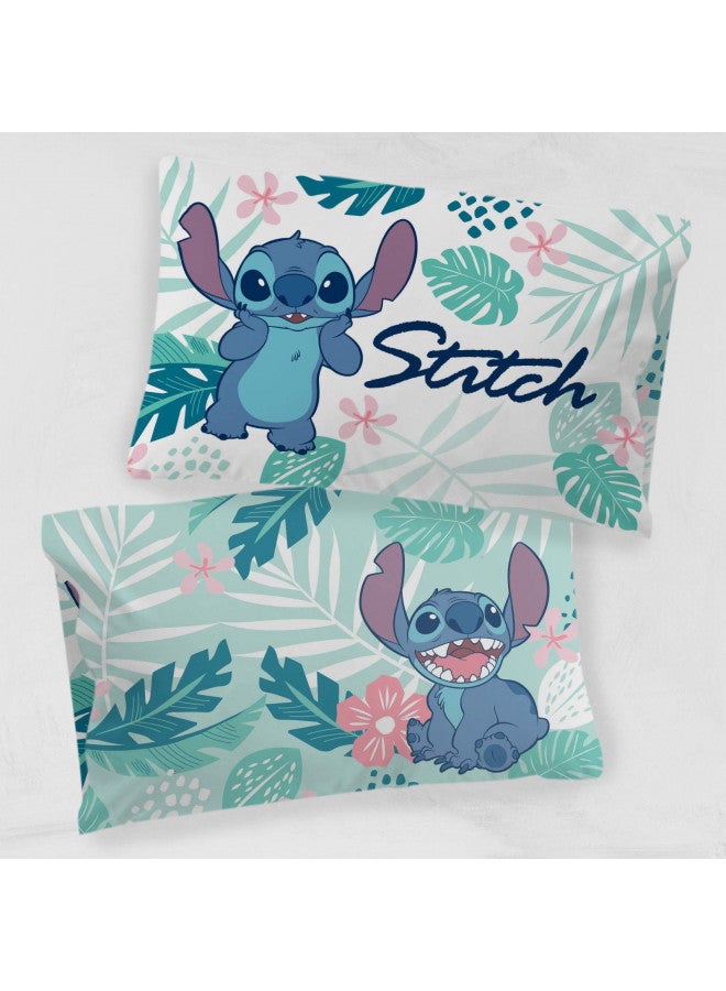 Jay Franco Disney Lilo & Stitch Misty Palm 1 Pack Pillowcase - Double-Sided Kids Super Soft Bedding - Image 3