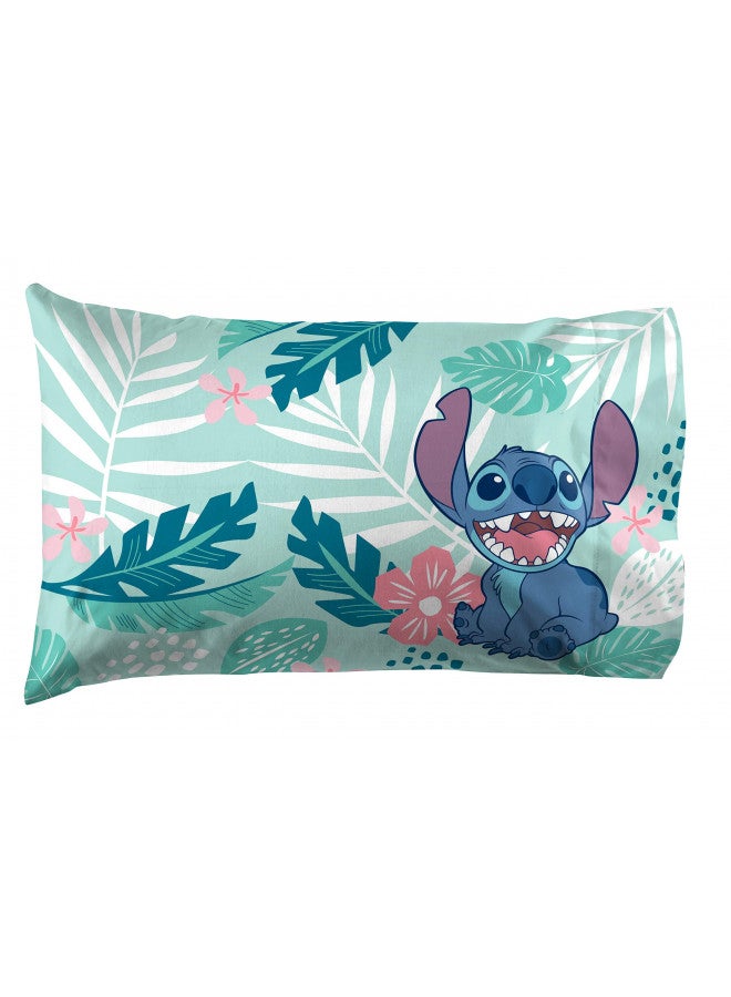 Jay Franco Disney Lilo & Stitch Misty Palm 1 Pack Pillowcase - Double-Sided Kids Super Soft Bedding - Image 2