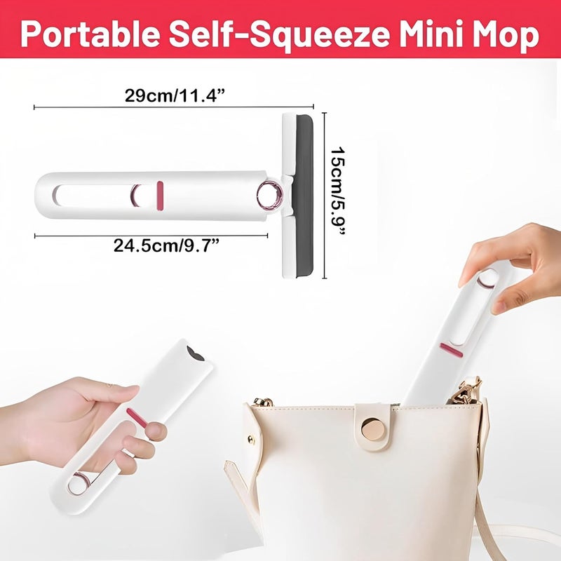 Whitecloud TRANSFORMING HOMES Whitecloud TRANSFORMING HOMES Multi-Functional Hand-Free Mini Mop Effective Household and Car Cleaning for Bathrooms, Kitchens, Desktops, and Glass Surfaces (White, MM-1)  - Image 3