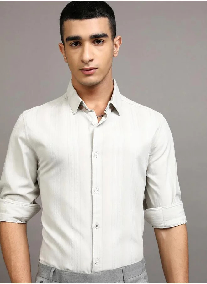 هاي لاندر Slim Fit Striped Collared Shirt