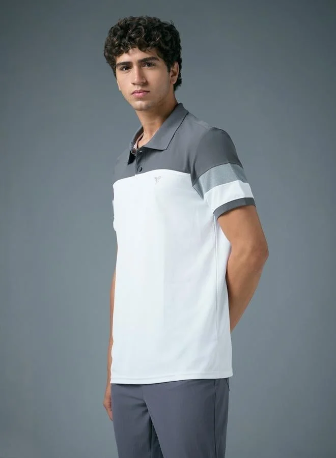 Technosport Technosport Men Slim Fit Color Block Pique Polo