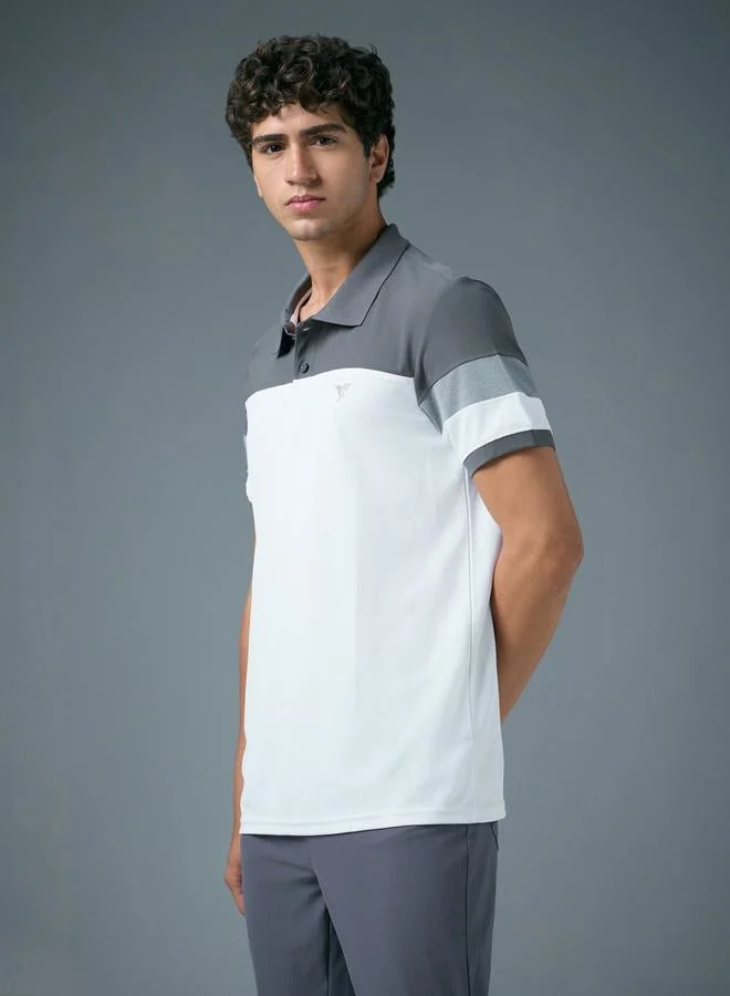 Technosport Technosport Men Slim Fit Color Block Pique Polo