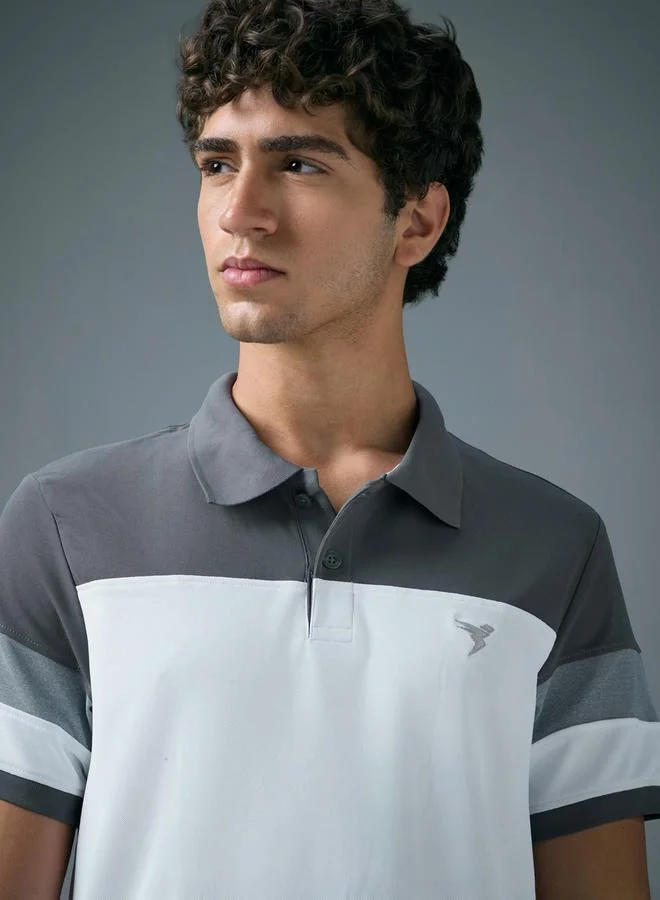 Technosport Technosport Men Slim Fit Color Block Pique Polo