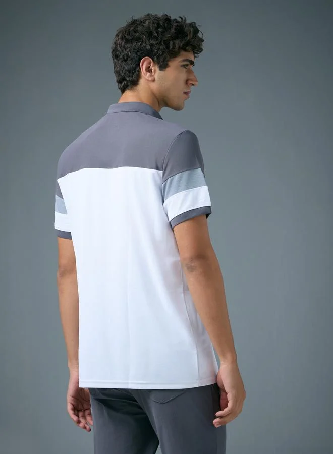 Technosport Technosport Men Slim Fit Color Block Pique Polo