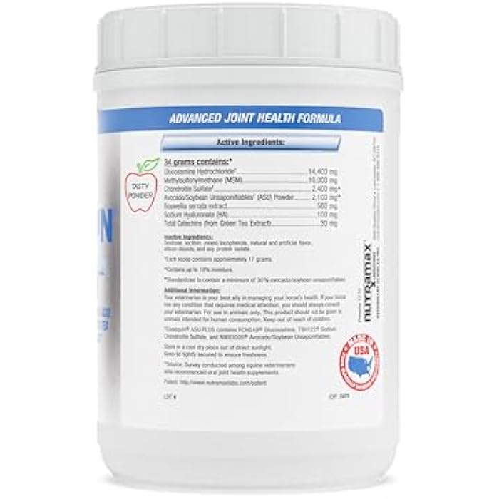 Nutramax Laboratories ASU Joint Health Supplement for Horses - Powder with Glucosamine, Chondroitin, MSM, ASU, Green Tea Extract, and Hyaluronic Acid, 1050 Grams - Image 2