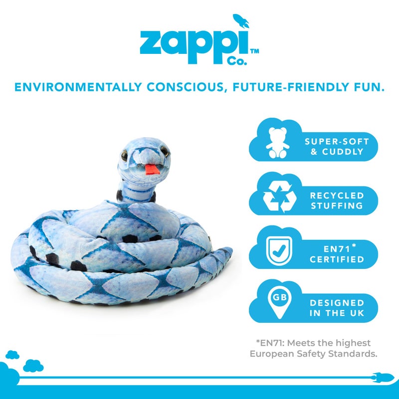 Zappi Co Children's Stuffed Soft Cuddly Plush Snake Toy - Part of the Safari Animal Collection, Perfect for Children (180 cm Length) (Blue Beauty Snake) - Image 2