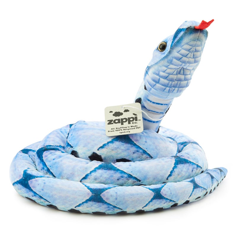 Zappi Co Children's Stuffed Soft Cuddly Plush Snake Toy - Part of the Safari Animal Collection, Perfect for Children (180 cm Length) (Blue Beauty Snake) - Image 1