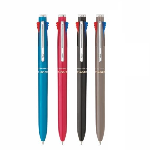 Flair 3 in 1 Retractable Ball Pen | 3 Ink Colors in One Pen | Multi Use Pen for Pleasant Writing Experience | Effortless Writing with Sleek Clip Design | Blue, Black & Red Ink, Pack of 4 - Image 1