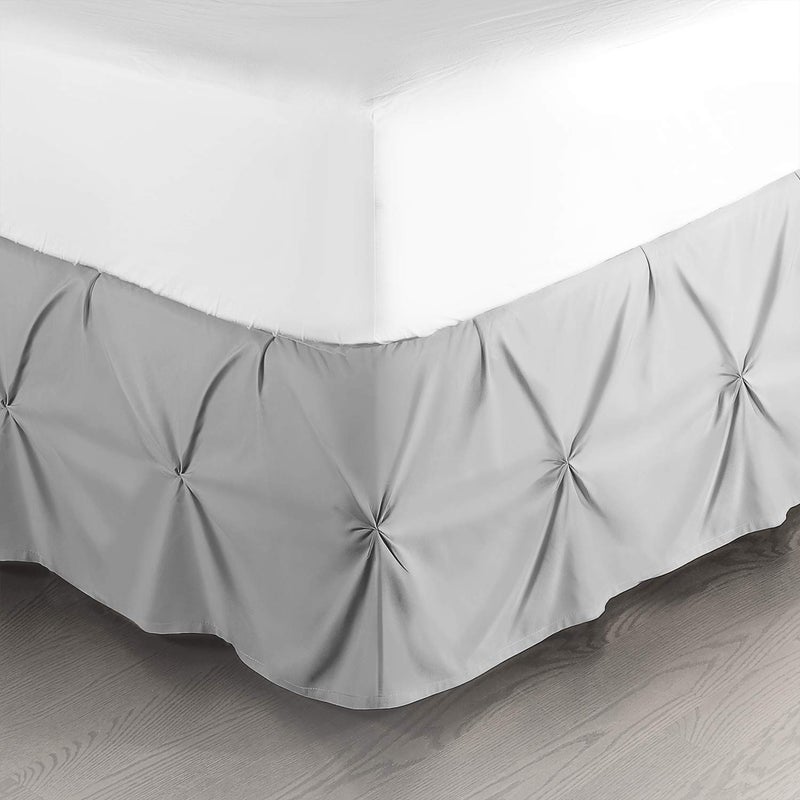 Nestl Nestl Light Grey Bed Skirt King Size Pinch Pleat King Bed Skirt 14 Inch Drop King Bedskirt Hotel Quality Light Grey Bed Skirts Microfiber Bedskirt for King Bed Light Grey King Size Bed Skirt 