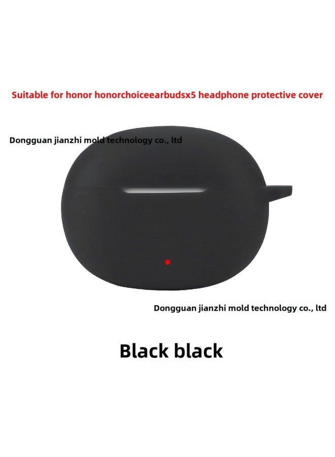 Honor Choice Earbuds X5 Protective Case Soft Silicone Bluetooth Earphone Cover Pure Color IP Style Injection Molding-Color:Black-Model:Choice Earbuds X5 - Image 1