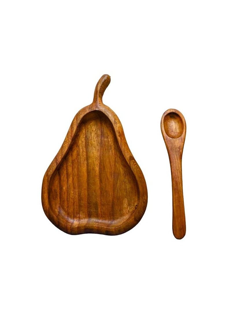 Egypt Antiques Children's snack or pear-shaped dish + wooden spoon, handmade, 100% natural colors, treated with olive oil  - Image 5