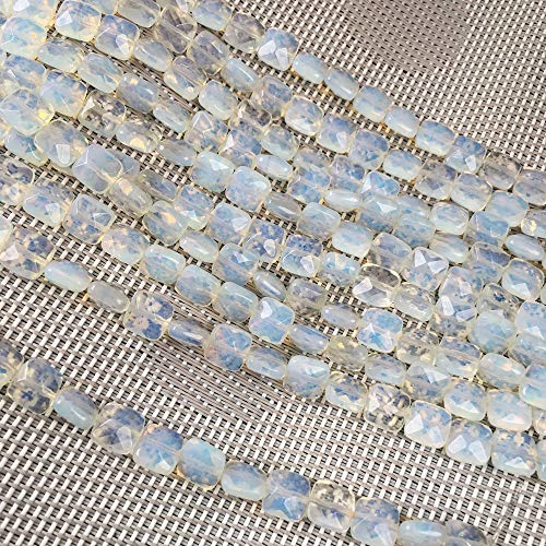 LE SKY Natural Stone Beads Square Faceted Beading Opal Gemstone Loose Beads for Jewelry Making 2 Strands 79 inches - Image 1
