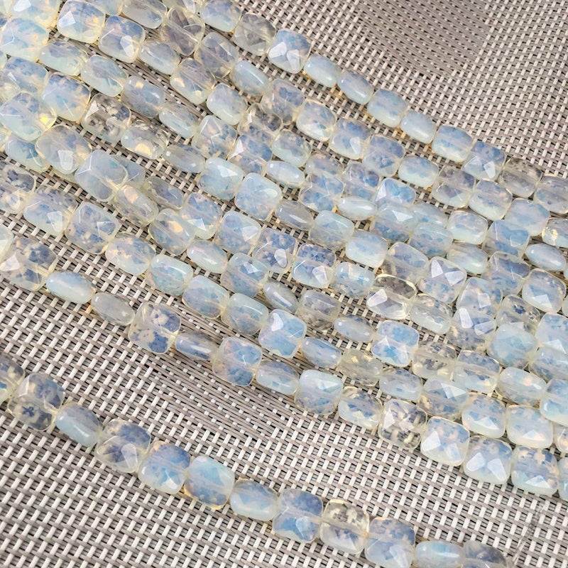 LE SKY Natural Stone Beads Square Faceted Beading Opal Gemstone Loose Beads for Jewelry Making 2 Strands 79 inches - Image 3