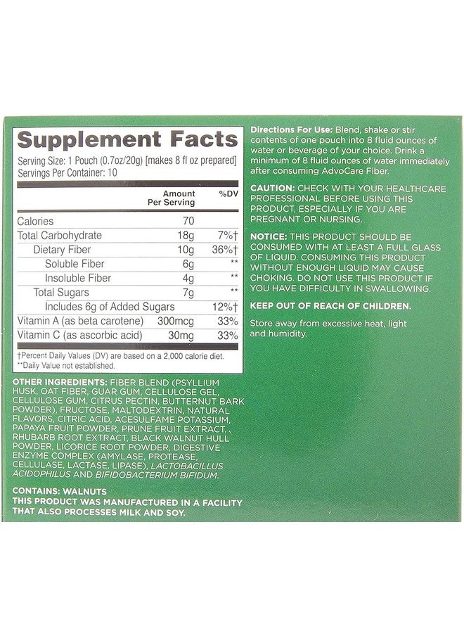 AdvoCare - Fiber Dietary Supplement Fiber Powder Supplement With Soluble And Insoluble Fiber Citrus Flavor 10 Pouches - Image 1