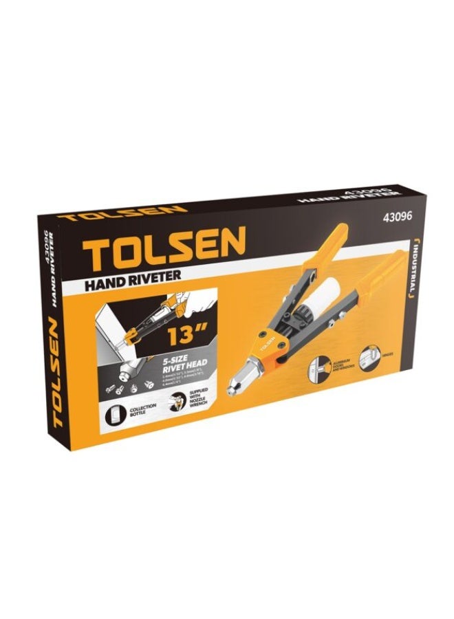 Tolsen 43096 Industrial Hand Riveter 13-Inch Heavy Duty Pulling Gun with 5 Nosepieces - Image 3