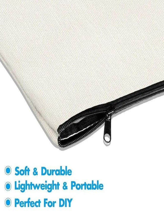 NIRVIK Canvas Makeup Bags | 15 pcs Blank Craft Cosmetic Pouches, Multi-Purpose Canvas Pencil Pouch Bags with Zipper, Ideal for DIY, Makeup, Travel & Storage - Image 2