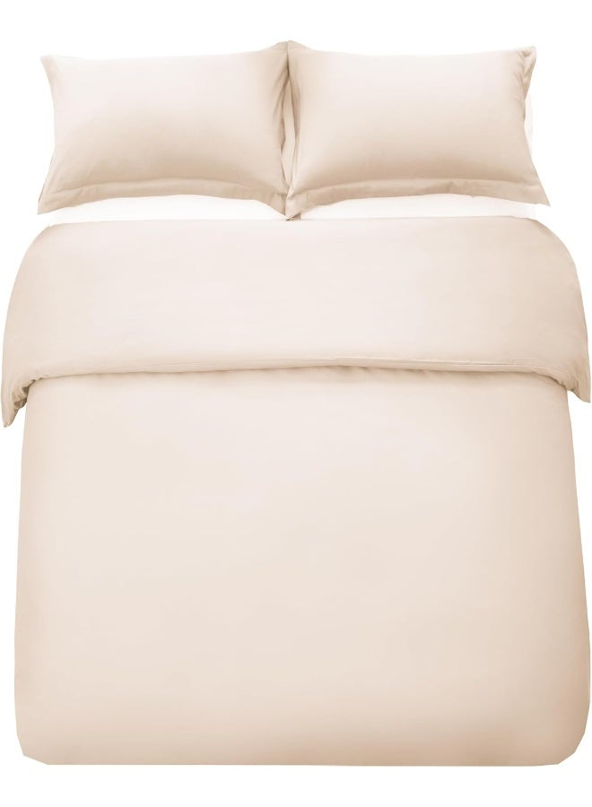 PanaX Bedding Duvet Cover Queen Size Set- 1Pieces Duvet Cover 220X220Cm / 2Pieces-Pillow Shams 50X75Cm (Ivory, Queen) - Image 2