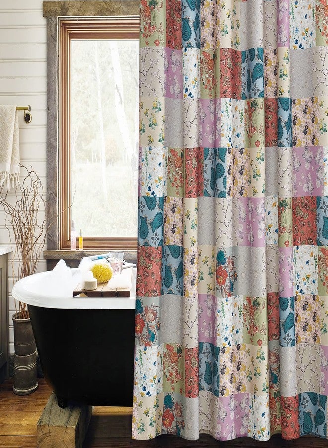 KGORGE Patchwork Design Blooming Splicing Flowers Print Paisley Pattern Bathroom Curtains for Shower Curtains Shabby Chic Cottage Vintage Style - Image 1