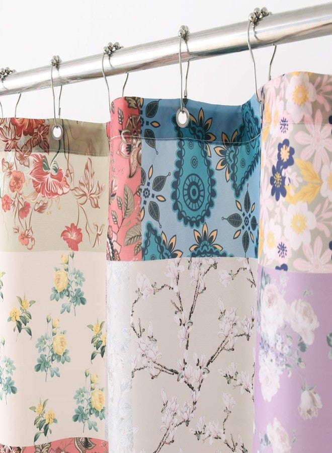 KGORGE Patchwork Design Blooming Splicing Flowers Print Paisley Pattern Bathroom Curtains for Shower Curtains Shabby Chic Cottage Vintage Style - Image 3
