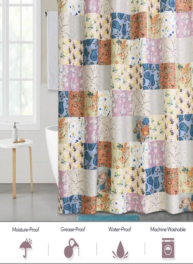 KGORGE Patchwork Design Blooming Splicing Flowers Print Paisley Pattern Bathroom Curtains for Shower Curtains Shabby Chic Cottage Vintage Style - Image 2