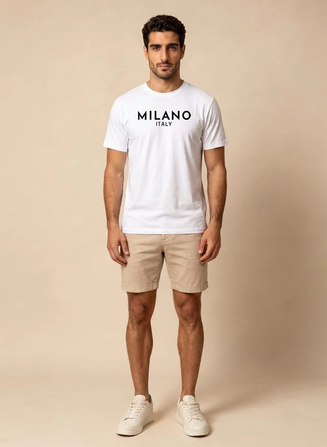 Take Two White Graphic Print Round Neck Regular Fit T-Shirt