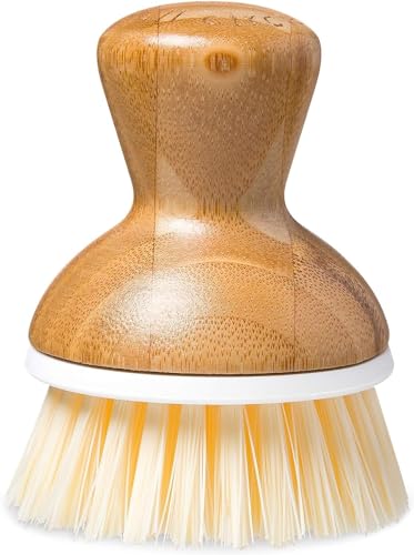 Full Circle Bubble Up Bamboo Dish Brush–Family Safe, Formaldehyde-Free– Ergonomic Palm Scrubber with Handle for Kitchen Cleaning, Dish Scrub Brush for Nonstick, Cast Iron & Sink,White - Image 1
