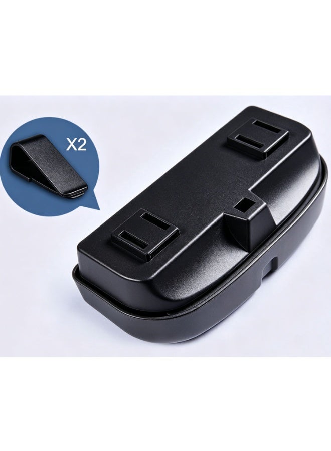 Car Sun Visor Sunglasses Holder, Universal Clip-on No Damage Auto Glasses Storage Box with 2 Fixed Clips, Shockproof Interior Eyeglasses Case Car Accessory - Image 2