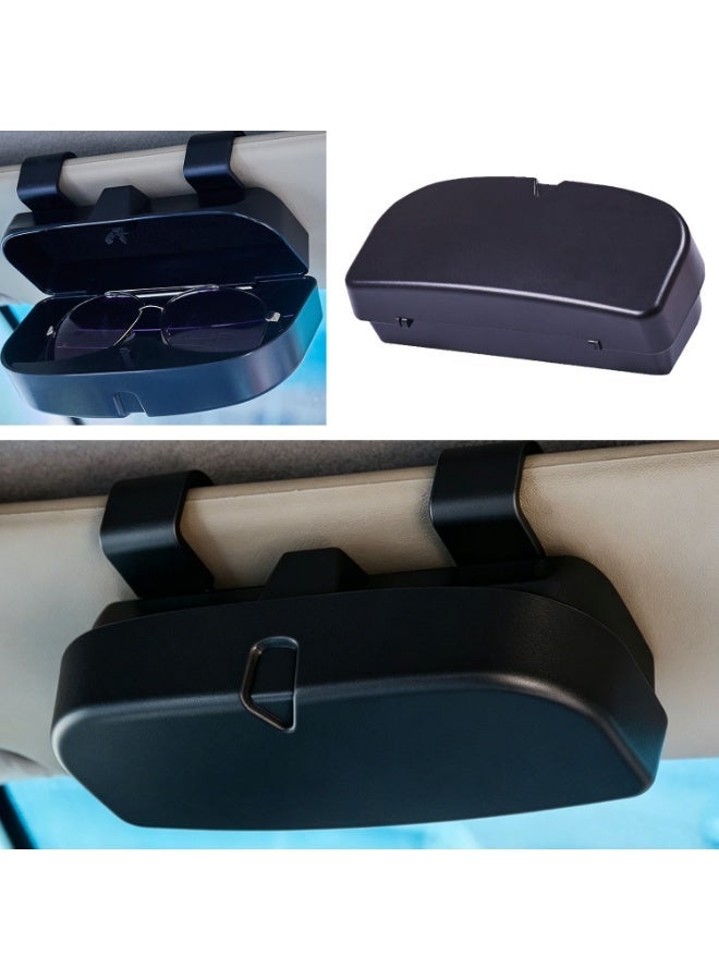 Car Sun Visor Sunglasses Holder, Universal Clip-on No Damage Auto Glasses Storage Box with 2 Fixed Clips, Shockproof Interior Eyeglasses Case Car Accessory - Image 1