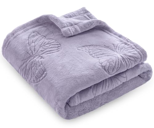 BORITAR Baby Blanket with Butterfly Design for Girls Ultra Soft Fleece Warm and Lightweight Blankets for Infant Toddler Newborn, 30x40 Inch, Purple - Image 1
